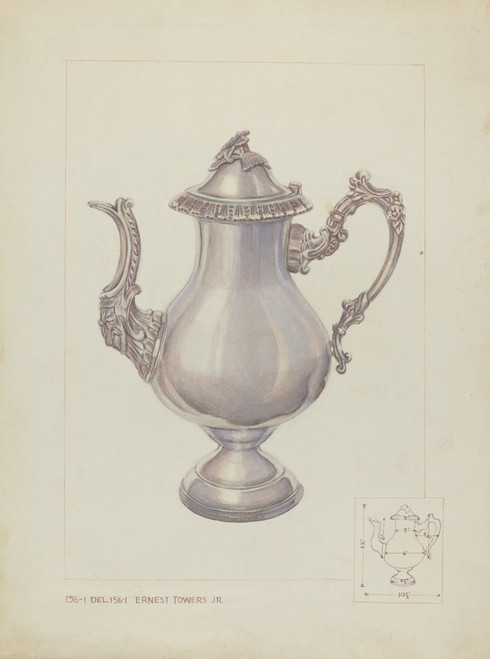 Digital Print - Silver Coffee Pot by Ernest A. Towers, Jr.