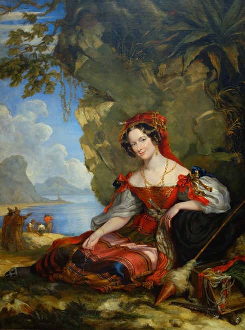 Digital Print - Portrait Of Lady Caroline Montagu In Byronic Costume by Sir George Hayter Digital Print - Portrait Of Lady Caroline Montagu In Byronic Costume by Sir George Hayter