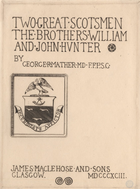 Digital Print - Title Page: William Hunter's Coat of Arms by David Young Cameron