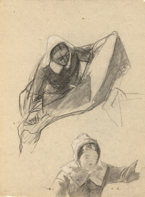 Digital Print - Woman, sketch for Signing of the Compact in the Cabin of theMayflower by Edwin White
