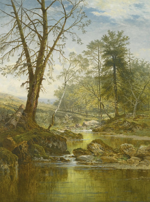 Digital Print - A Sunny Stream  Beardon, Dartmoor by Benjamin Williams Leader