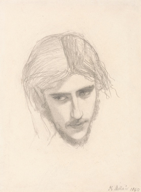 Digital Print - Study for the Head of Ferdinand in 'Ferdinand Lured by Ariel' by Sir John Everett Millais