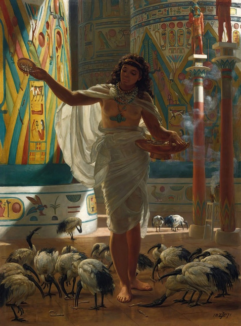 Digital Print - Feeding The Sacred Ibis In The Halls Of Karnac by Edward John Poynter