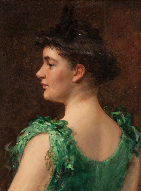 Digital Print - The Green Dress by James Carroll Beckwith