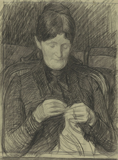 Digital Print - Portret van mevrouw Van Deventer-Busken Huet, handwerkend by Jan Veth