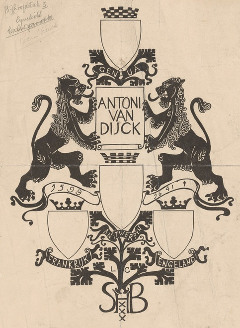 Digital Print - Bandontwerp voor; M.C. Nieuwbarn, Antoon van Dijck; de mensch en de meester, twintig photogravures naar zijne meest beroemde werken, 1903 by Carel Adolph Lion Cachet