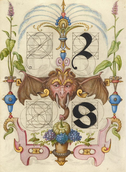 Digital Print - Guide for Constructing the Letters r and s by Joris Hoefnagel