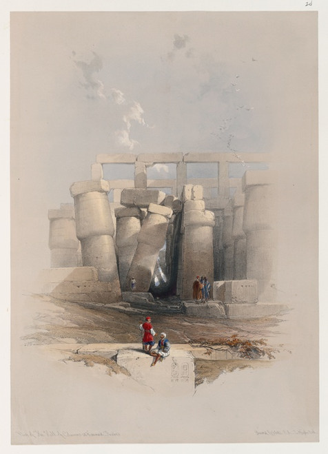 Part of the hall of columns at Karnak, Thebes. (1846-1849) by David Roberts Art Print Download
