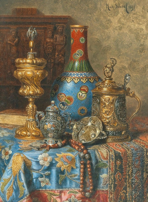 Digital Print - Still Life with Antiques and a Chinese Cloisonn Vase by Max Schdl