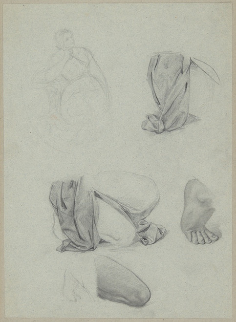 Digital Print - Sketch to the Portrait of Jadwiga uszczewska - Deotyma and Studies of Fragments of a Kneeling Figure by Jzef Simmler Digital Print - Sketch to the Portrait of Jadwiga uszczewska - Deotyma and Studies of Fragments of a Kneeling Figure by Jzef Simmler