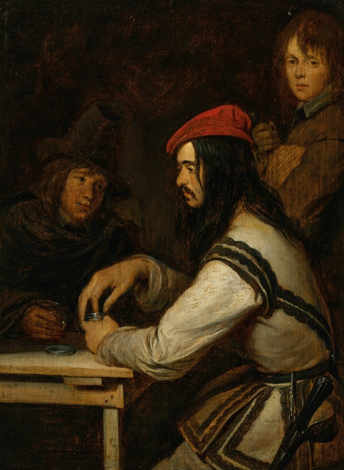 Digital Print - Three men in a tavern, one taking snuff by Gerard Ter Borch The Younger