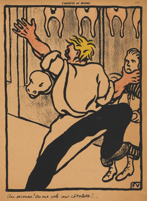 Digital Print - Crimes And Punishments; Help! My cutlet's being stolen! by Flix Vallotton