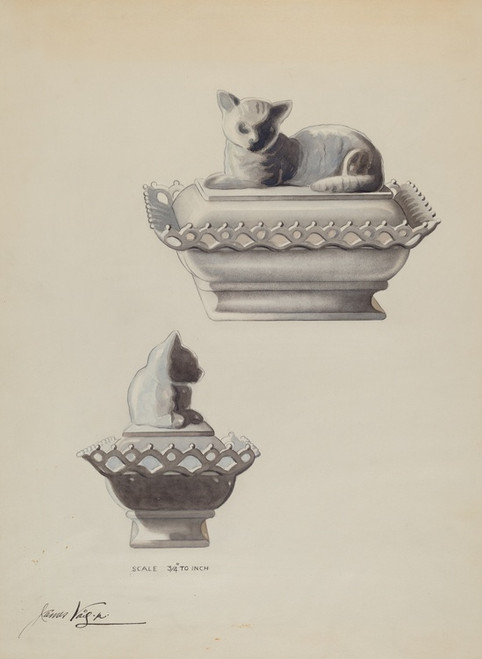 Digital Print - Covered Dish (Cat) by James Vail