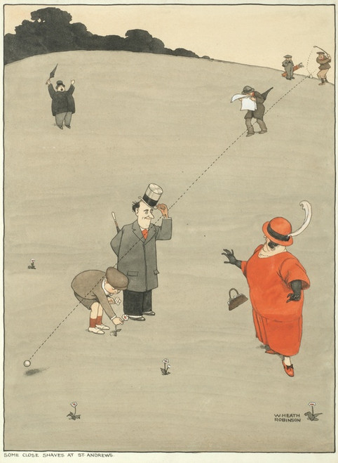 Digital Print - Some Close Shaves at St. Andrews' by William Heath Robinson