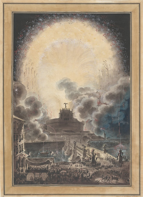 Digital Print - The Fireworks Above Castel SantAngelo by Louis Jean Desprez