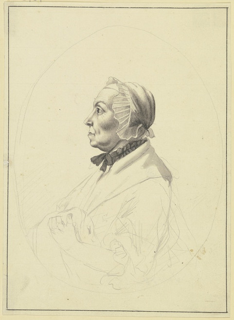 Digital Print - Brustbild einer Frau mit Haube im Profil nach links by Johann Heinrich Schepp