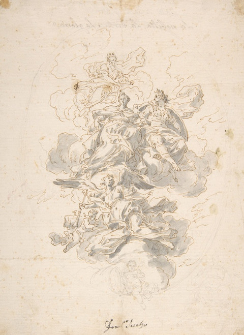 Digital Print - Group of Allegorical figures; Sketch for a Ceiling Decoration by Francesco Solimena