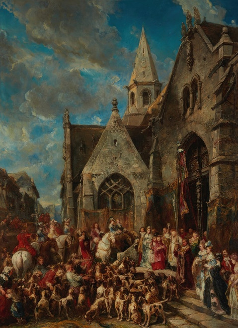 Digital Print - St. Hubert's day (the blessing of the hounds) by Eugne Isabey