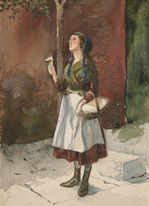 Digital Print - Study of a young girl in agarden by Edwin Austin Abbey