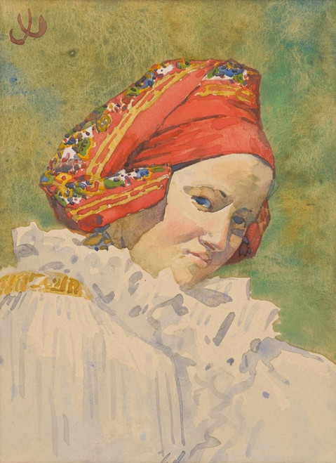 Digital Print - Head of a Moravian Girl by Joa prka
