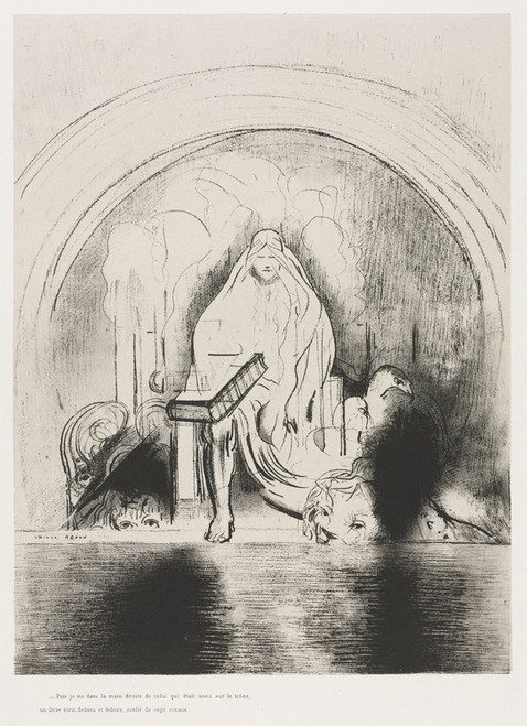 Digital Print - And I Saw in the Right Hand of Him that Sat on the Throne a Book Written within and on the Backside, Sealed with Seven Seals by Odilon Redon