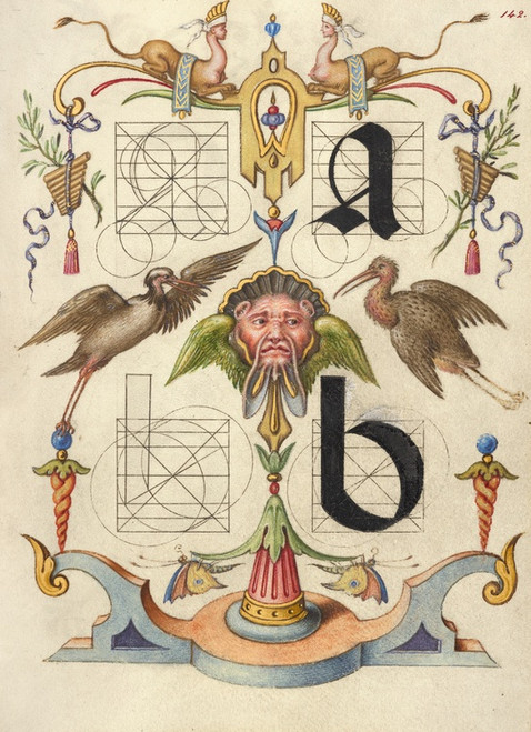 Digital Print - Guide for Constructing the Letters a and b by Joris Hoefnagel