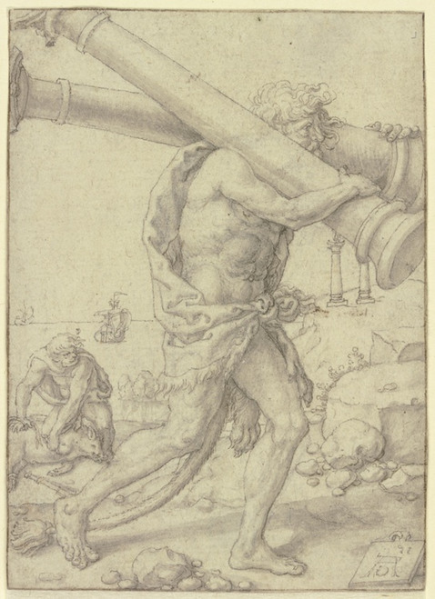 Digital Print - Herkules trgt die Sulen nach der Enge von Gades by Heinrich Aldegrever