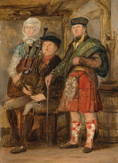 Digital Print - A highland interior with a bagpipe player by Sir David Wilkie