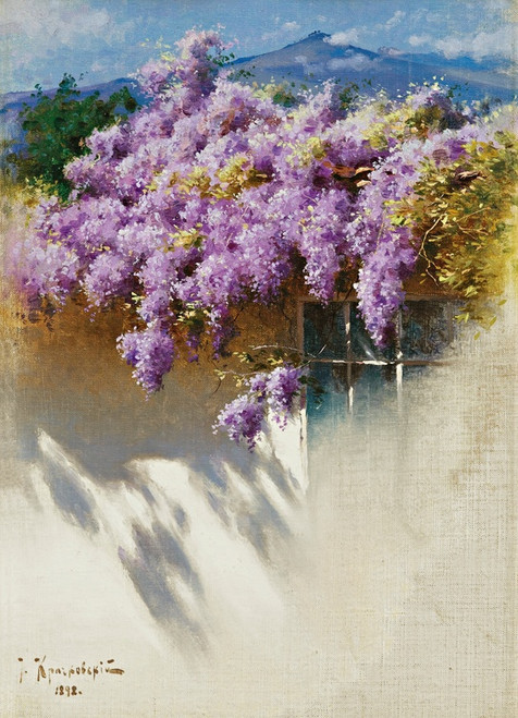 Digital Print - Wisteria In Bloom by Iosif Evstafevich Krachkovsky