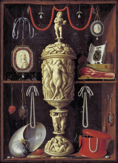 Digital Print - A Cabinet With Objects Of Art by Georg Hainz