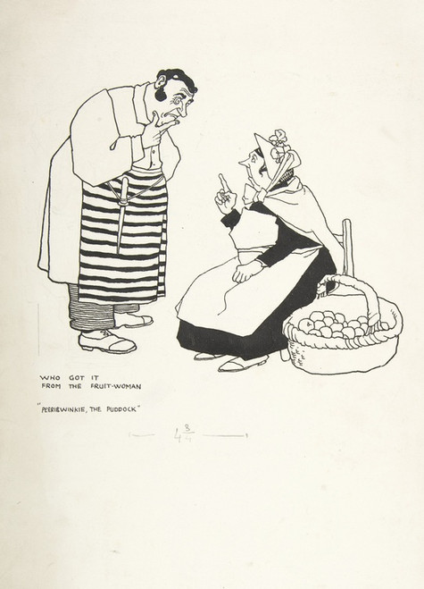 Digital Print - Who Got it from the Fruit-woman'; Peeriwinkie the Puddock, from 'Topsy-Turvy Tales' by William Heath Robinson