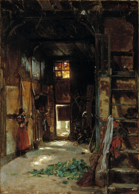 Digital Print - Interior Of A Westphalian Cottage by Worthington Whittredge