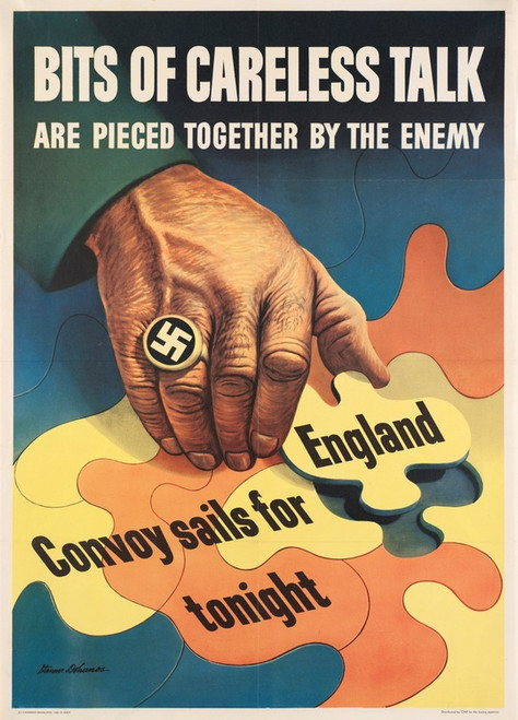 Digital Print - Bits of careless talk are pieced together by the enemy by Stevan Dohanos