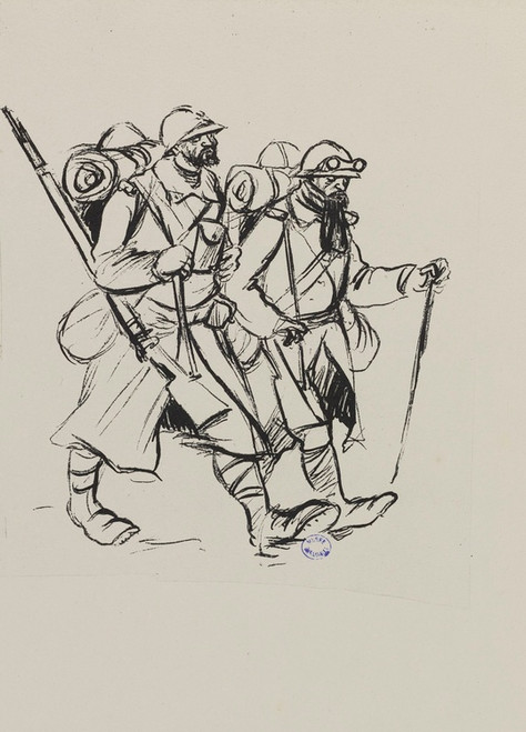 Digital Print - Deux soldats marchant sur la droite by Georges Goursat (Sem)