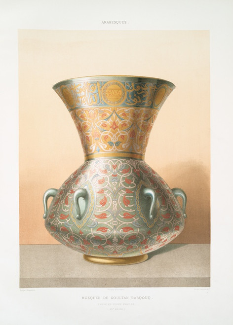Digital Print - Arabesques; mosque de soultan Barqouq; lampe en verre maill (XIVe. sicle) by mile Prisse d'Avennes