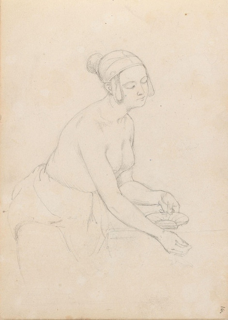 Digital Print - Female figure with a shell by Adolph Tidemand