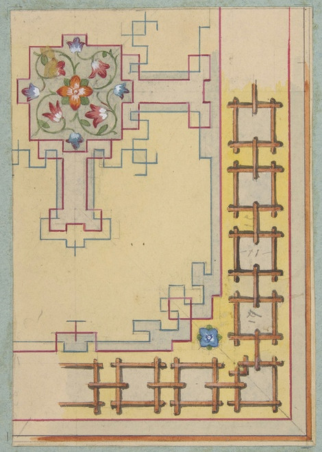 Digital Print - Partial design for ceiling decorated in chinese motifs by Jules-Edmond-Charles Lachaise