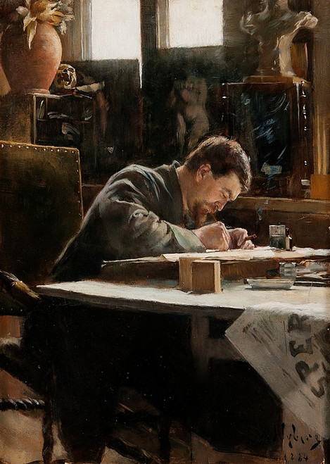 Digital Print - An Artist Drawing. Victor Andrn by Ivar Nyberg