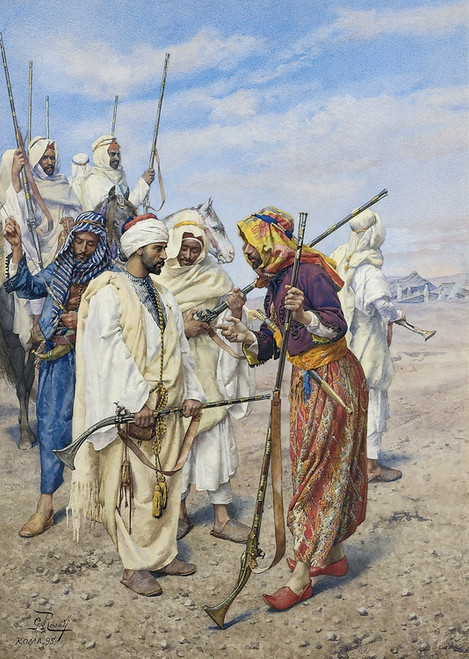 Digital Print - Bedouins preparing a raiding party by Giulio Rosati