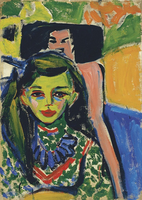 Digital Print - Frnzi in front of carved chair by Ernst Ludwig Kirchner
