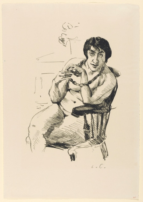 Digital Print - Weiblicher Akt mit Halskette im Lehnsessel by Lovis Corinth
