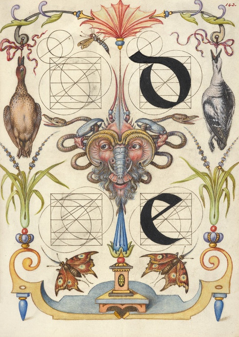 Digital Print - Guide for Constructing the Letters d and e by Joris Hoefnagel