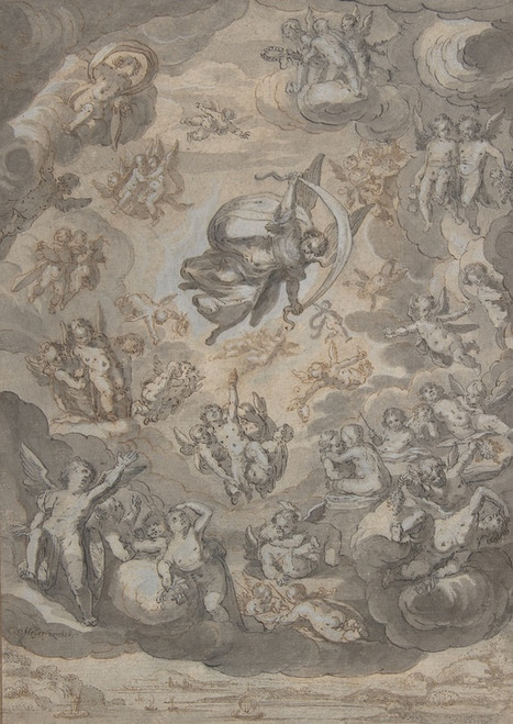 Digital Print - Flying Putti, Surrounding Archangel Raphael by Conrad Meyer