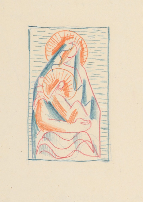 Digital Print - Sketch for Madonna and Child in her Lap by Mikul Galanda