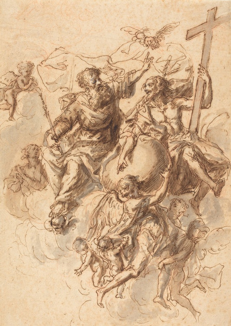 Digital Print - The Trinity Surrounded by Angels by Bartholomaeus Ignaz Weiss