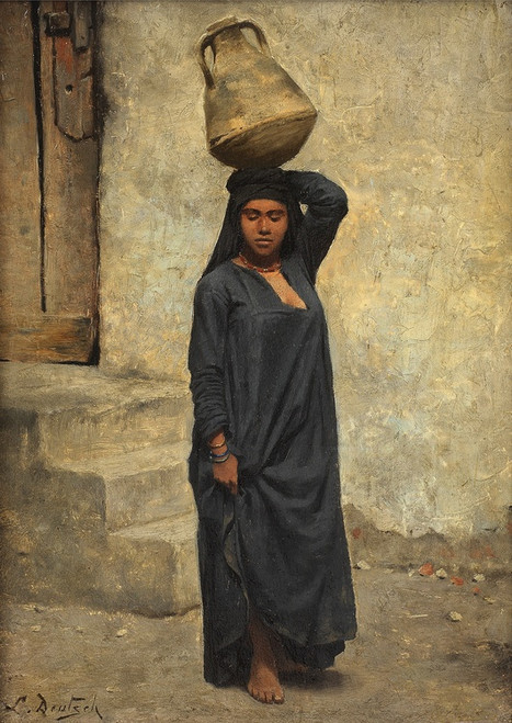 Digital Print - An Egyptian water carrier by Ludwig Deutsch