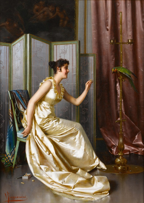 Digital Print - Feeding the parrot by Vittorio Reggianini