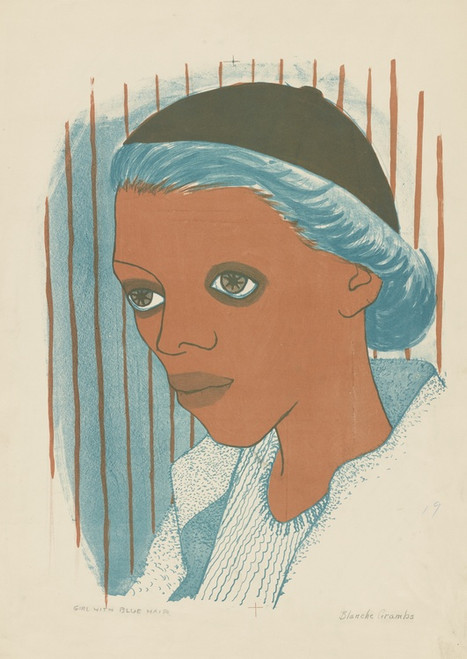 Digital Print - Girl with Blue Hair by Blanche Grambs