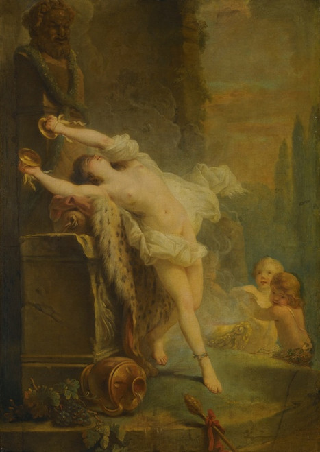 Digital Print - A Bacchante Playing The Cymbols Before A Statue Of Pan by Antoine-Franois Callet