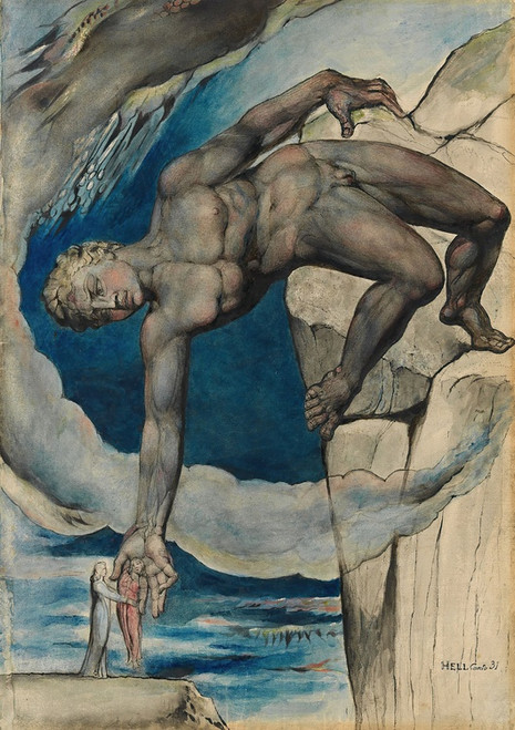 Digital Print - Antaeus setting down Dante and Virgil in the Last Circle of Hell by William Blake